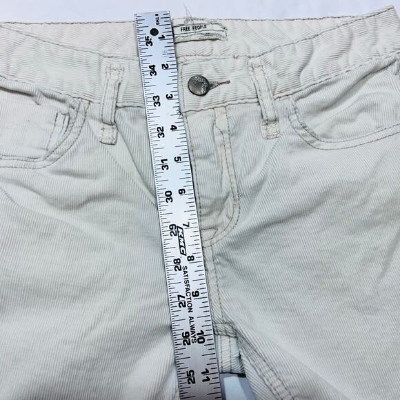 Free People Straight Corduroy Pants Mid Rise White Cream Women 27W x 30L Used - Picture 7 of 11